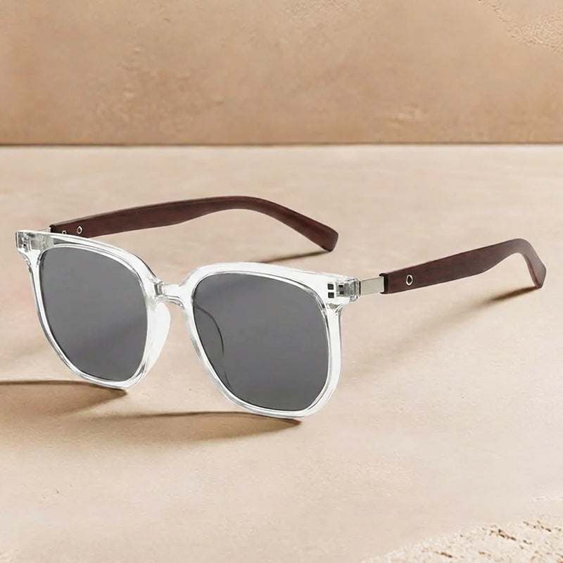 Women's Classic Wood-Look Temple Square Sunglasses