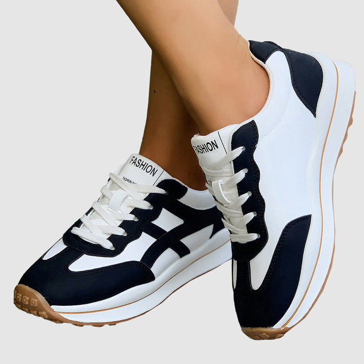 Women's Retro Panel Lace-Up Sneakers for Stylish Comfort
