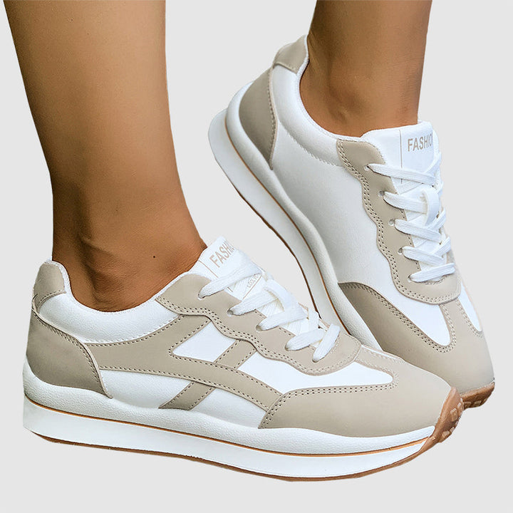 Women's Retro Panel Lace-Up Sneakers for Stylish Comfort