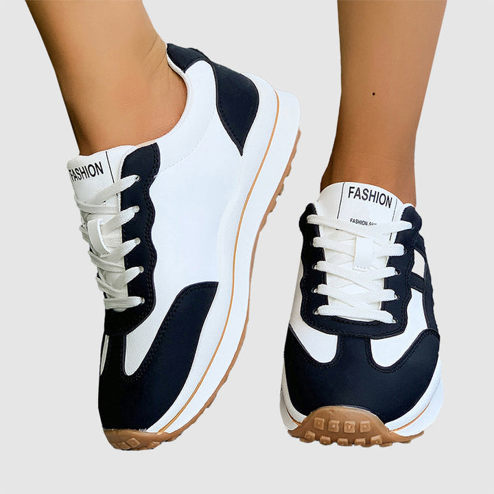 Women's Retro Panel Lace-Up Sneakers for Stylish Comfort
