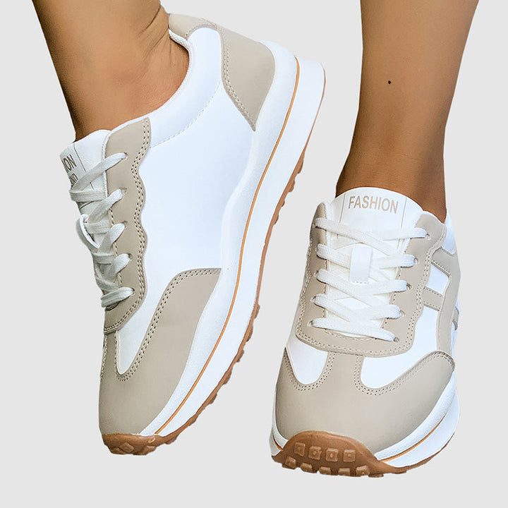 Women's Retro Panel Lace-Up Sneakers for Stylish Comfort