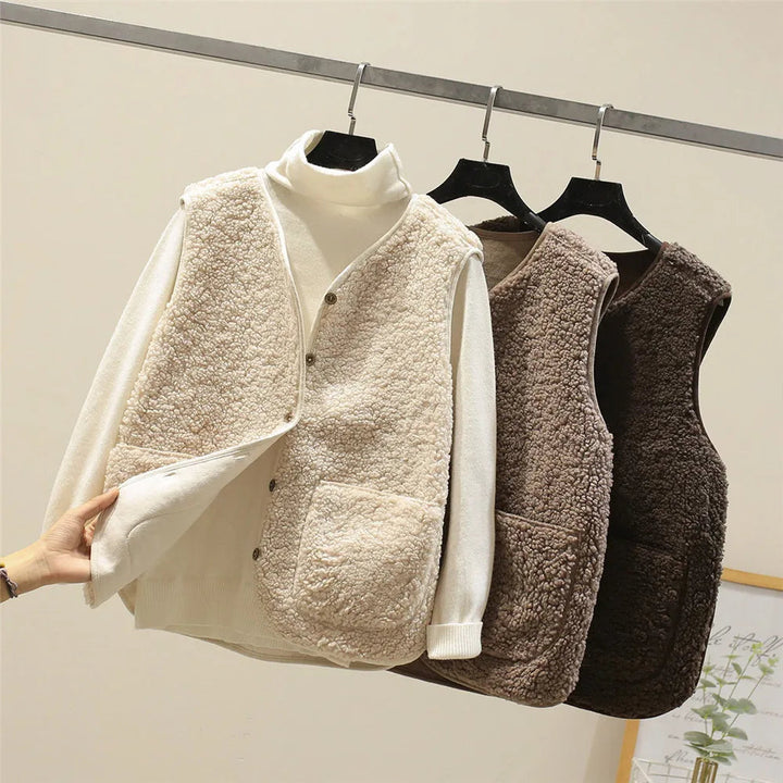Women's Classic Soft Relaxed Fit Winter Cardigan with Vest