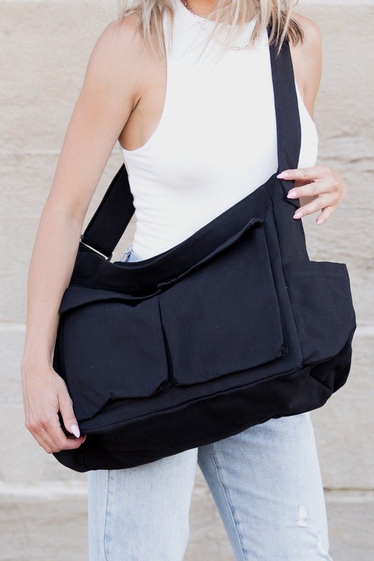Women's Oversized Crossbody Canvas Tote Bag