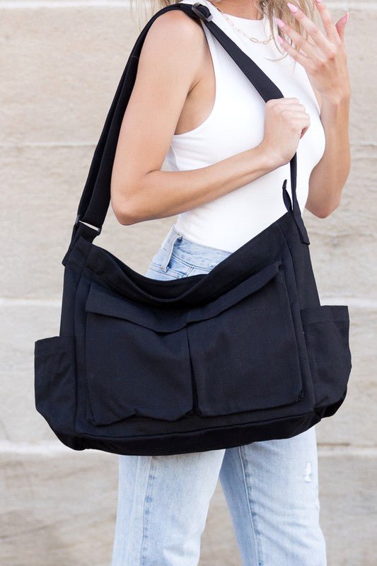Women's Oversized Crossbody Canvas Tote Bag