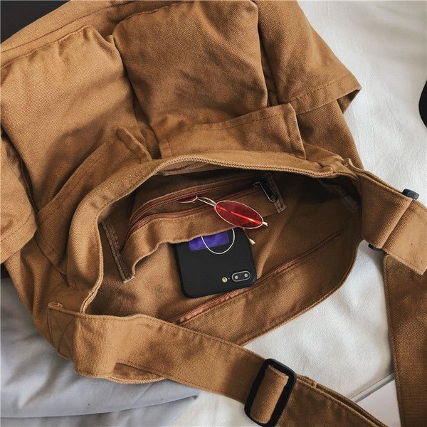 Women's Oversized Crossbody Canvas Tote Bag
