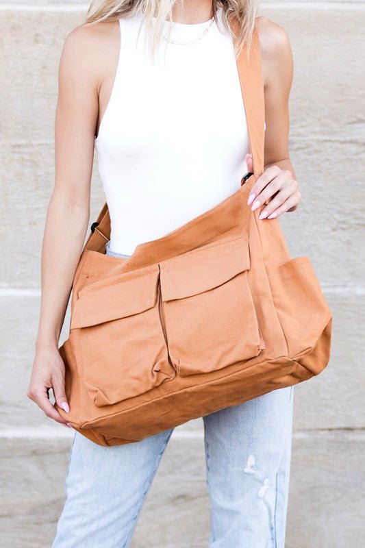 Women's Oversized Crossbody Canvas Tote Bag
