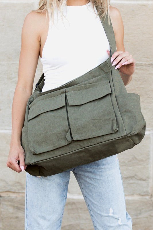 Women's Oversized Crossbody Canvas Tote Bag