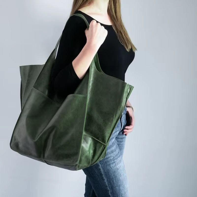 Women's Oversized Vegan Leather Tote Bag