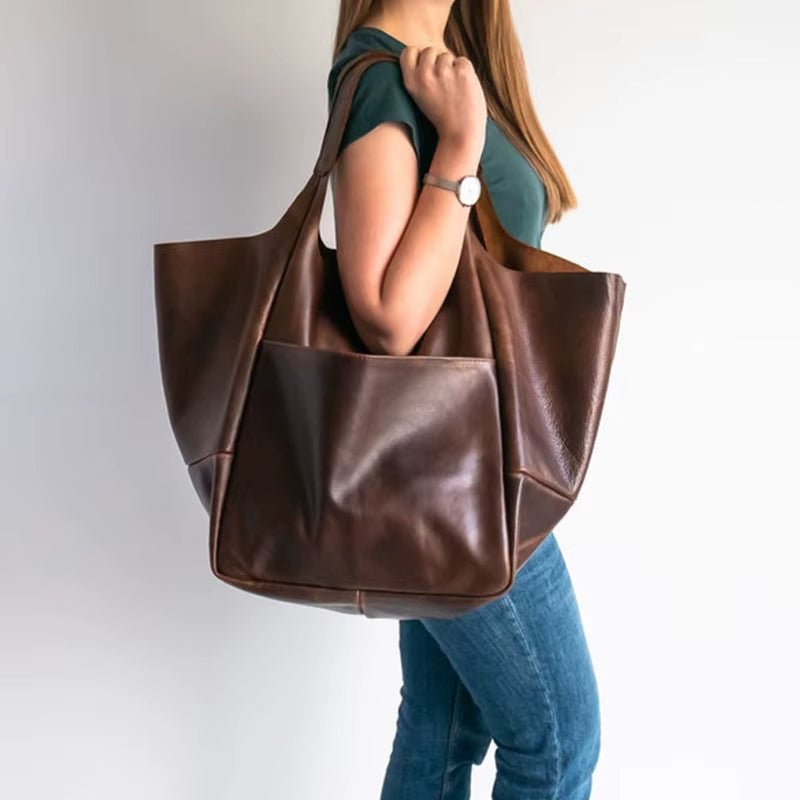 Women's Oversized Vegan Leather Tote Bag