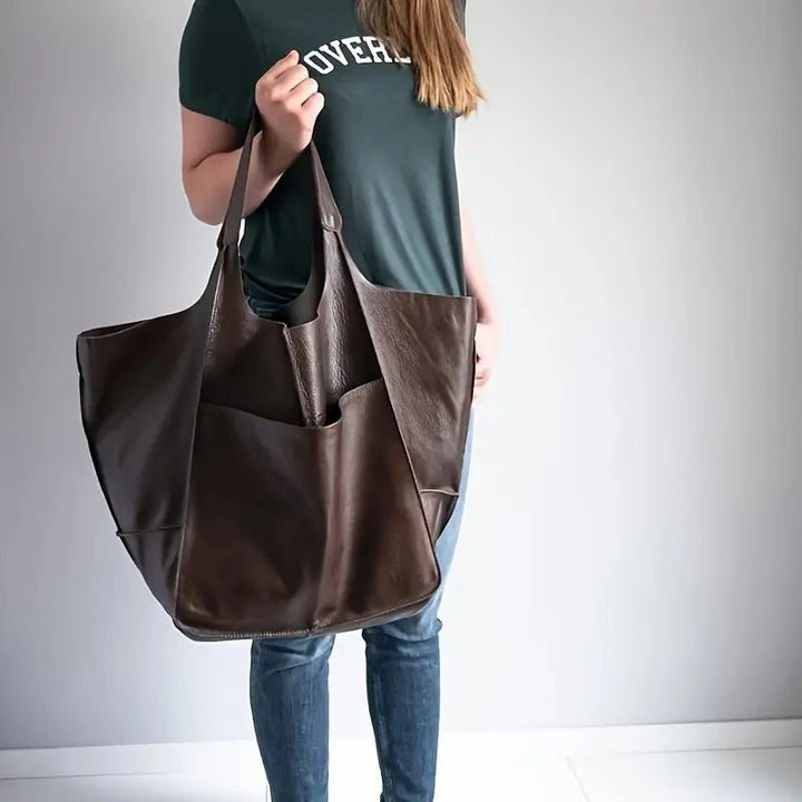 Women's Oversized Vegan Leather Tote Bag