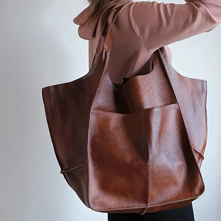 Women's Oversized Vegan Leather Tote Bag