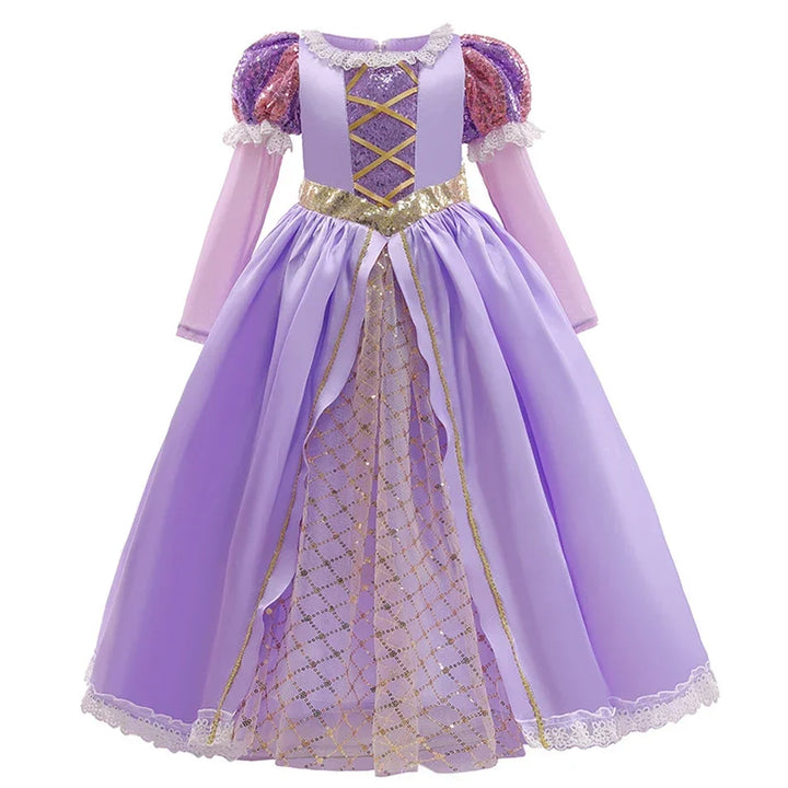 Halloween's Girls Puff Sleeve Ball Gown Dress with Applique Detail