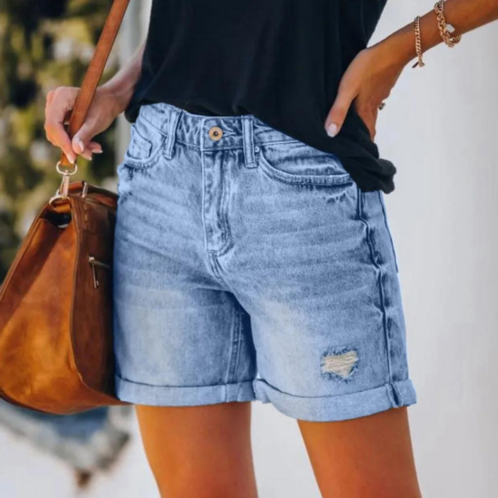 Molly | Men's High-Waisted Denim Shorts with Worn-In Style
