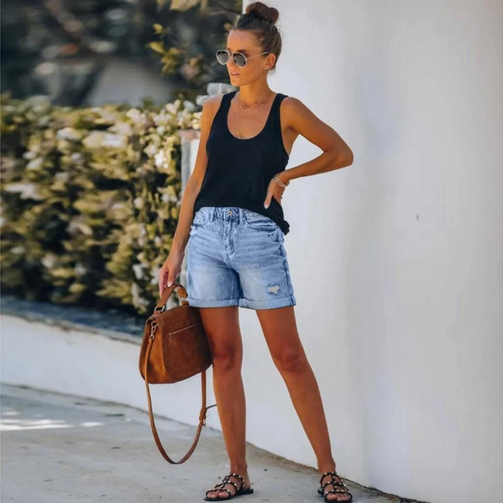 Molly | Men's High-Waisted Denim Shorts with Worn-In Style