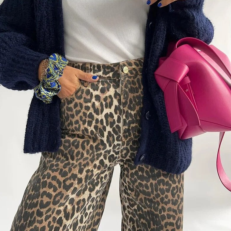 Rochelle | Women's High-Waisted Leopard Print Jeans