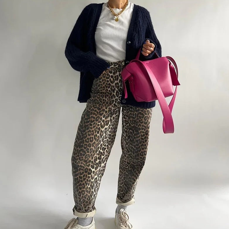Rochelle | Women's High-Waisted Leopard Print Jeans