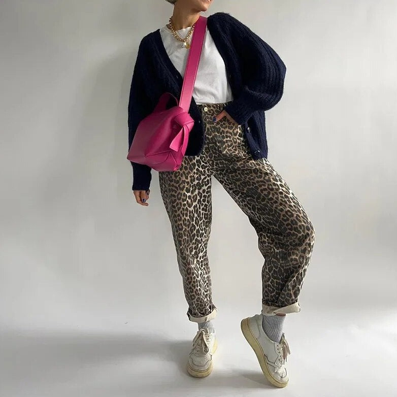 Rochelle | Women's High-Waisted Leopard Print Jeans