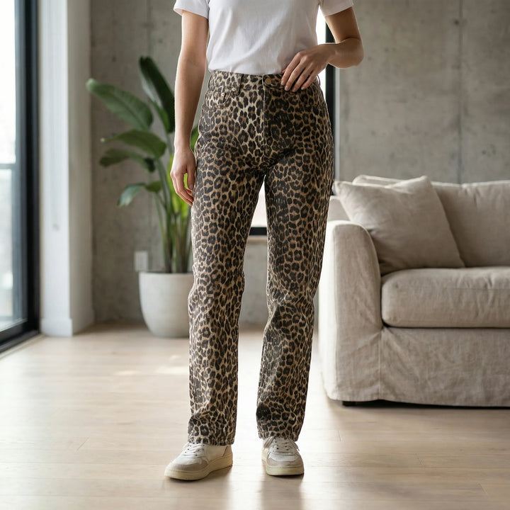 Candice | Women's High-Waisted Leopard Print Jeans