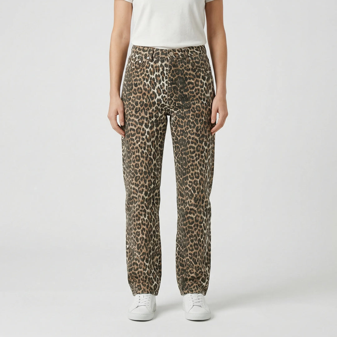 Candice | Women's High-Waisted Leopard Print Jeans
