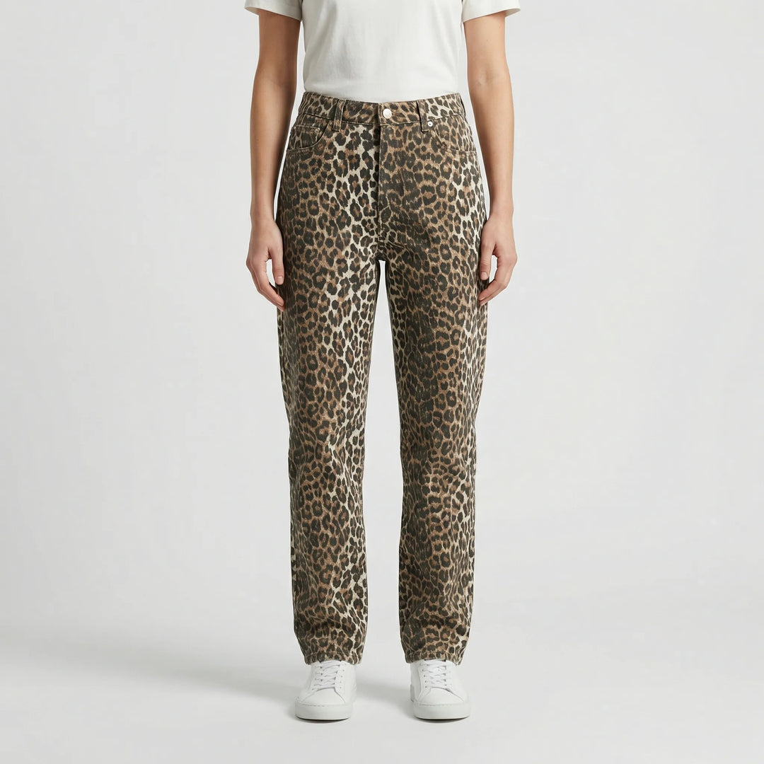 Candice | Women's High-Waisted Leopard Print Jeans