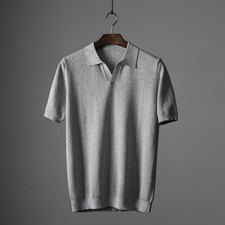Holden | Men's Textured Buttonless Short-Sleeve Polo Shirt