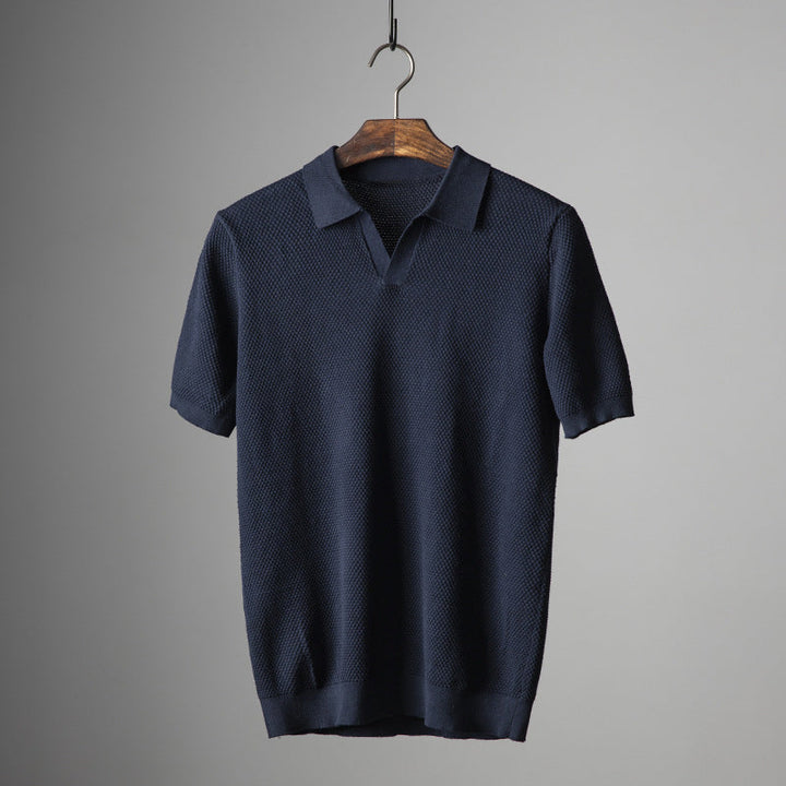 Holden | Men's Textured Buttonless Short-Sleeve Polo Shirt