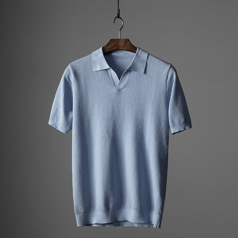 Holden | Men's Textured Buttonless Short-Sleeve Polo Shirt
