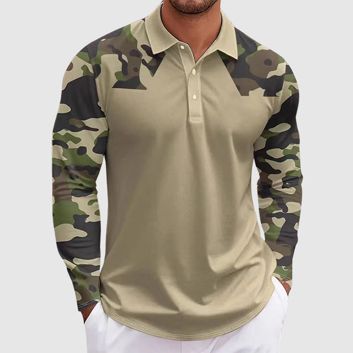 Hunter | Men's Camouflage Print Long Sleeve Polo Shirt