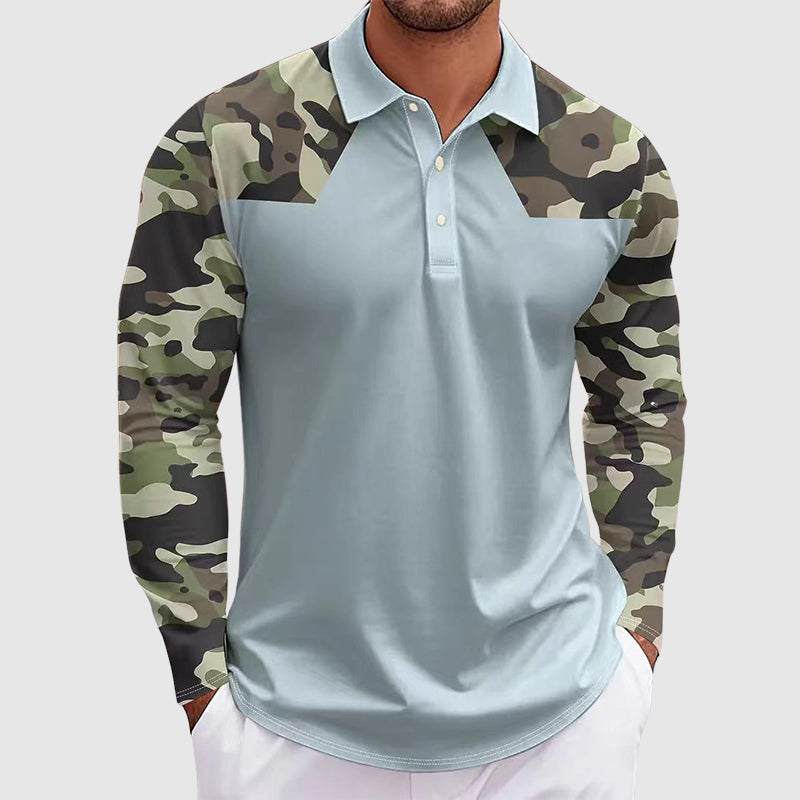 Hunter | Men's Camouflage Print Long Sleeve Polo Shirt