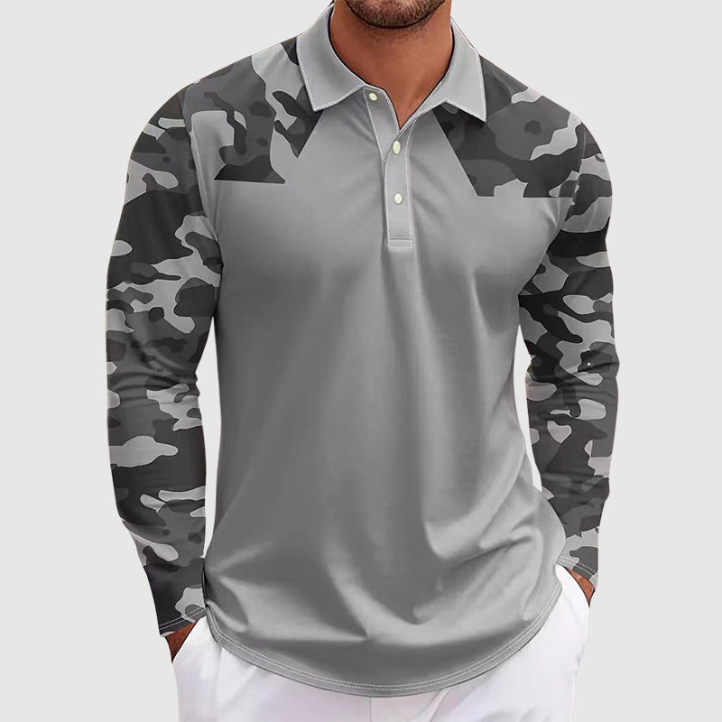 Hunter | Men's Camouflage Print Long Sleeve Polo Shirt