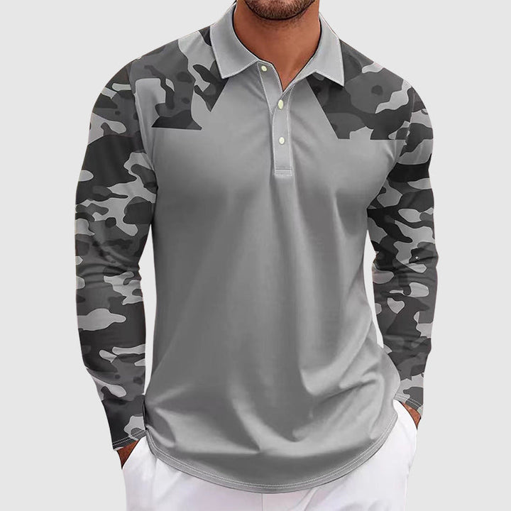 Hunter | Men's Camouflage Print Long Sleeve Polo Shirt