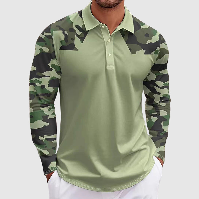 Hunter | Men's Camouflage Print Long Sleeve Polo Shirt
