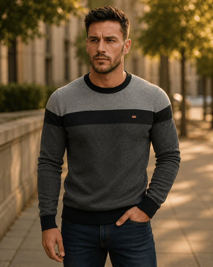 Men's Colorblock Long Sleeve Pullover Sweater
