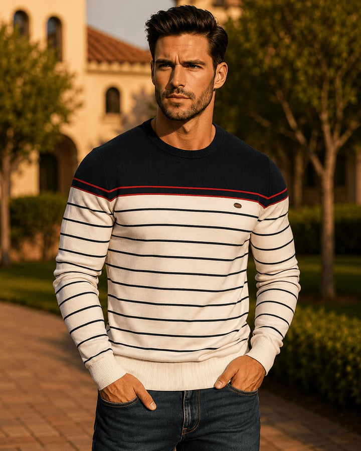 Men's Classic Striped Crew Neck Sweater