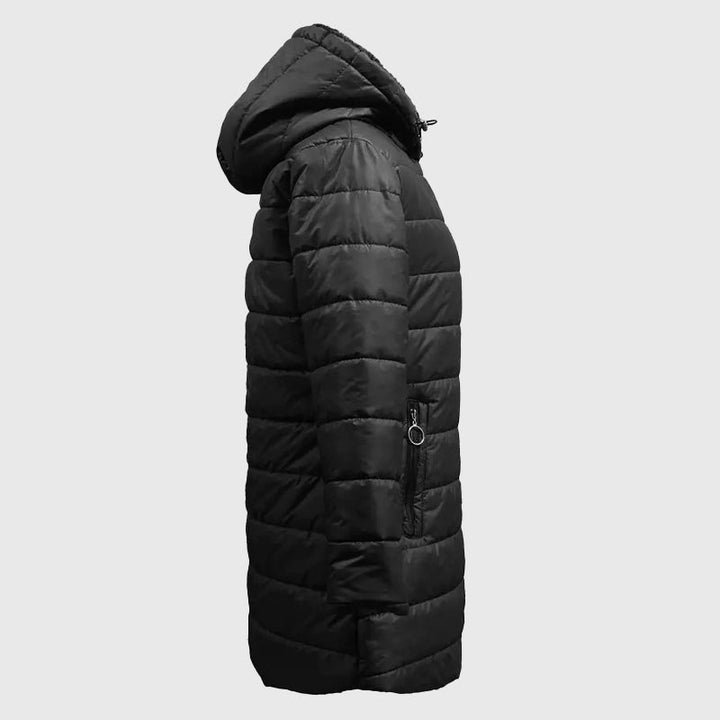 Women's Fleece-Lined Hooded Long Puffer Jacket