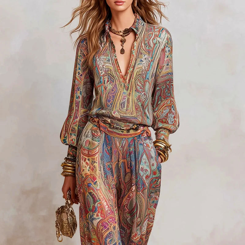 Isabella | Women's Sophisticated Paisley Print Lounge Set