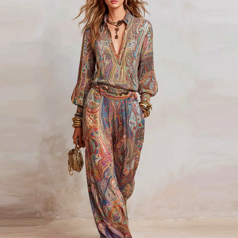 Isabella | Women's Sophisticated Paisley Print Lounge Set