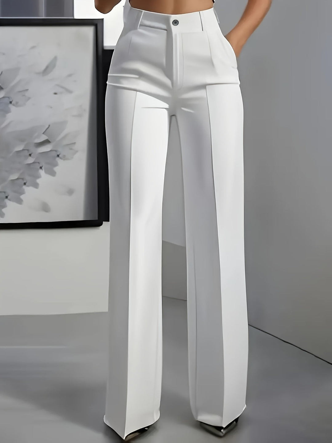 Women's Classic High-Waisted Pleated Wide-Leg Pants