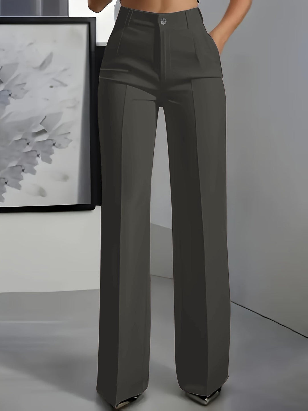 Women's Classic High-Waisted Pleated Wide-Leg Pants