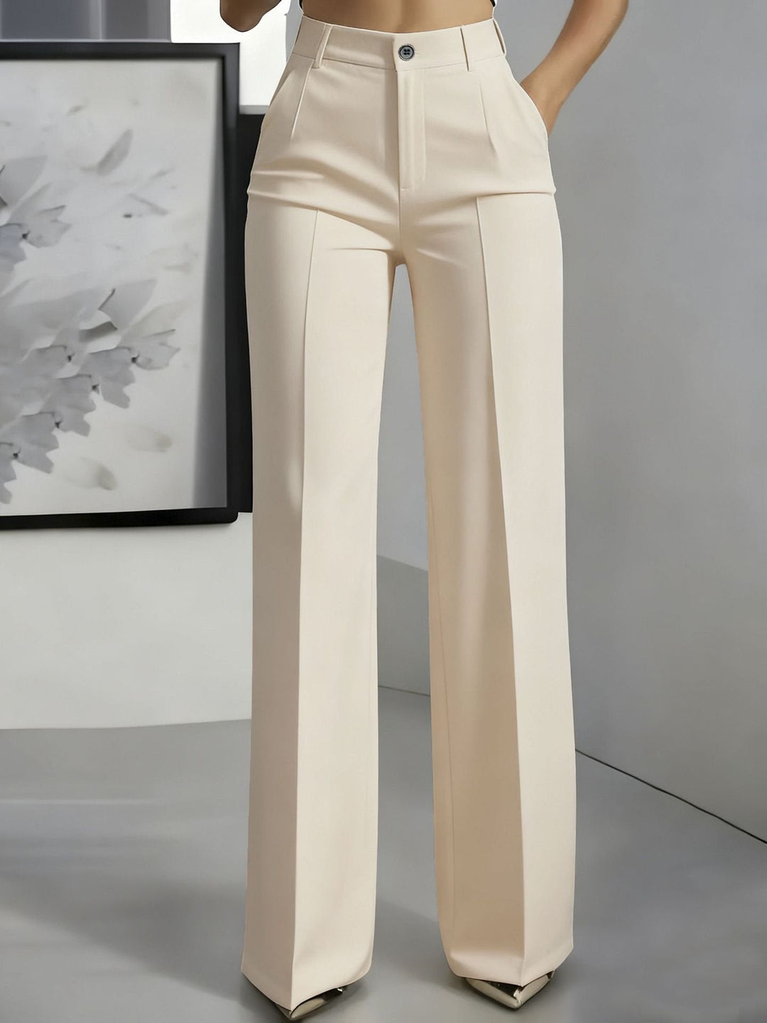 Women's Classic High-Waisted Pleated Wide-Leg Pants
