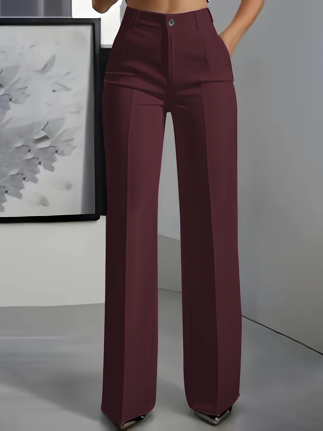 Women's Classic High-Waisted Pleated Wide-Leg Pants