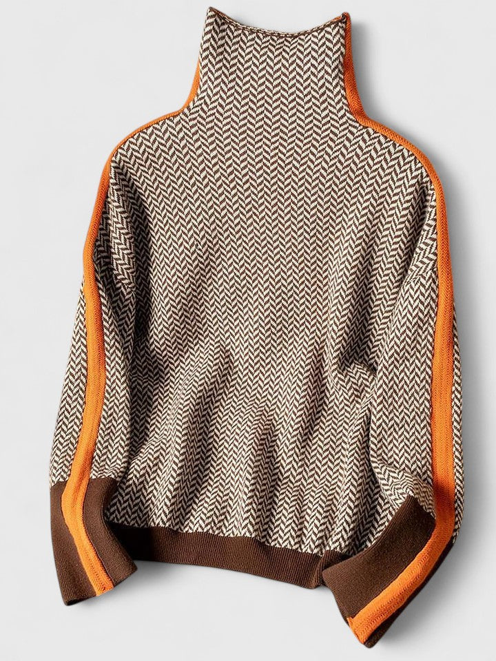 Women's Sophisticated Stripe High Neck Sweater