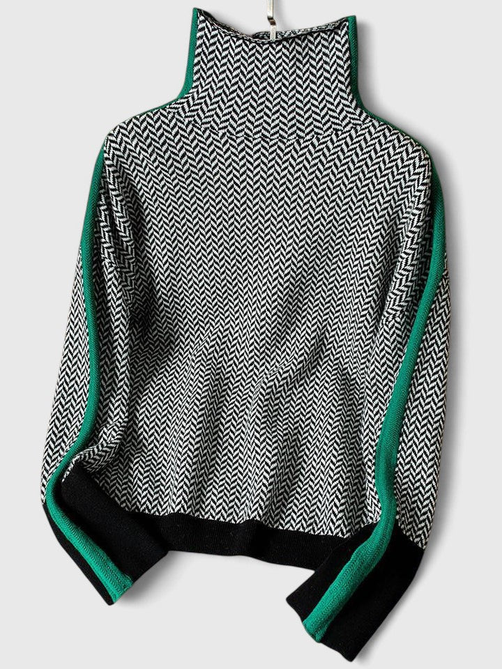 Women's Sophisticated Stripe High Neck Sweater