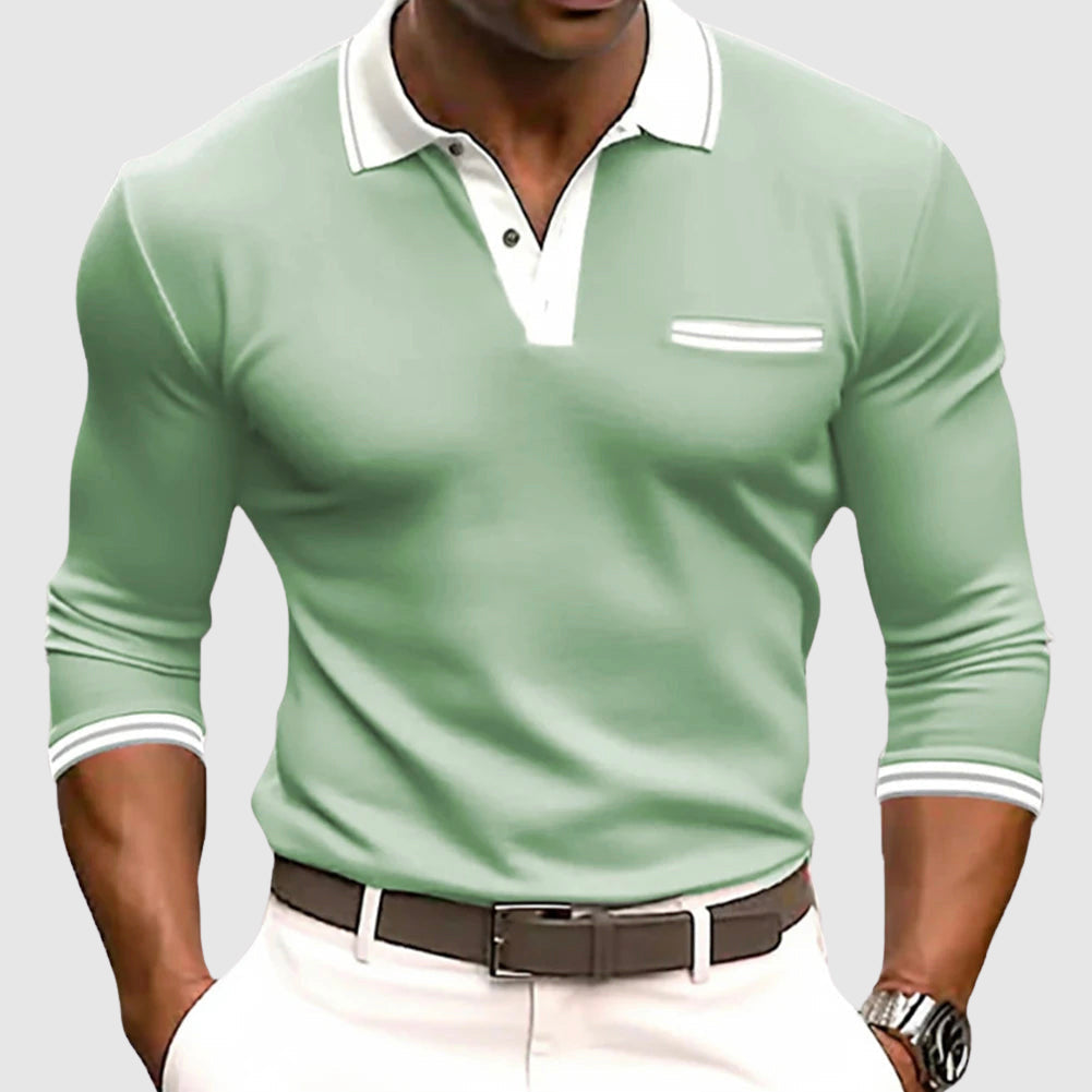 Jason | Men's Contrast Collar Long Sleeve Polo