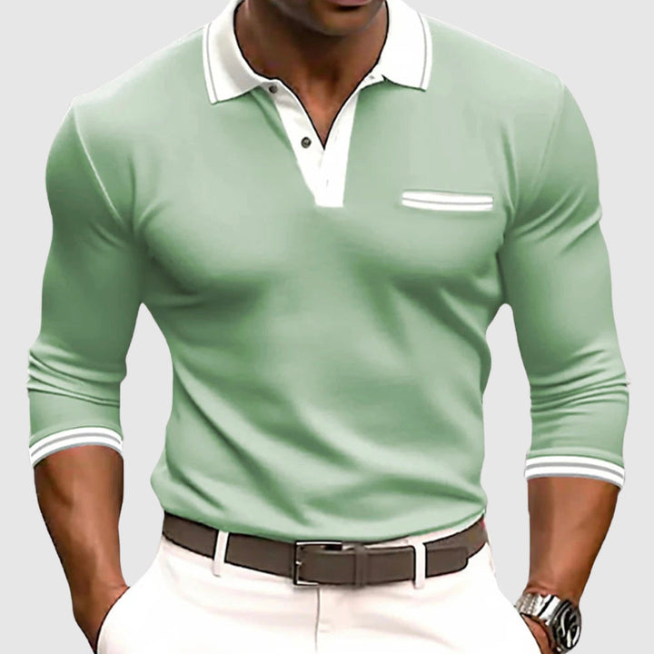 Jason | Men's Contrast Collar Long Sleeve Polo