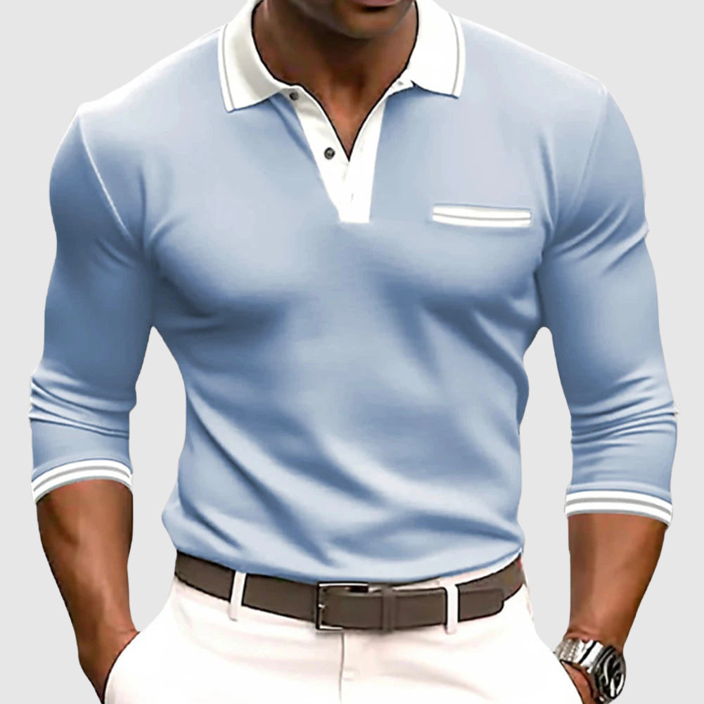 Jason | Men's Contrast Collar Long Sleeve Polo