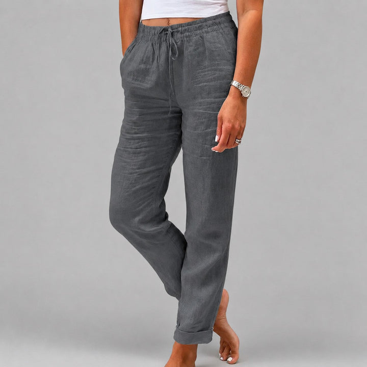 Jessica | Women's Drawstring Straight Leg Linen Trousers