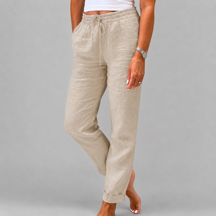 Jessica | Women's Drawstring Straight Leg Linen Trousers