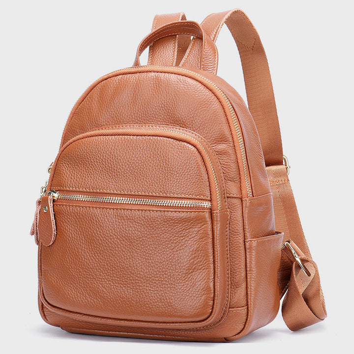 Women's Genuine Leather Zipper Backpack for Everyday Use