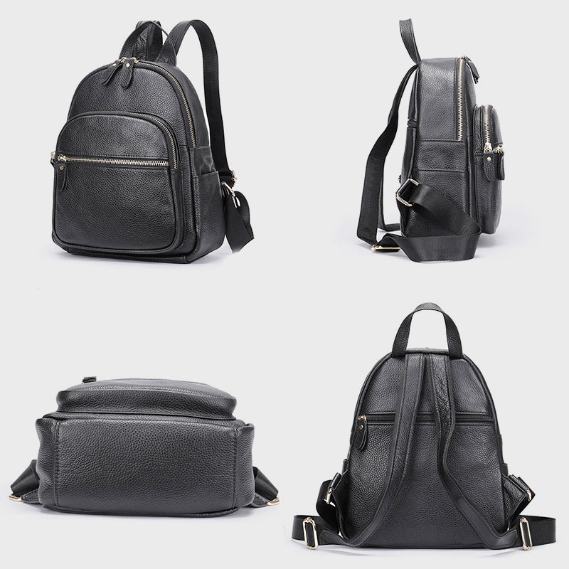 Women's Genuine Leather Zipper Backpack for Everyday Use
